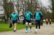 8 March 2019; Jack McGrath, left, Peter O'Mahony, centre, and Conor Murray arrive for Ireland Rugby squad training at Carton House in Maynooth, Kildare. Photo by Ramsey Cardy/Sportsfile