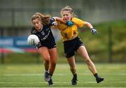 8 March 2019; Michaela Doyle of Ulster University in action against Tara Hegarty of DCU during the Gourmet Food Parlour Lagan Cup Final match between Ulster University and Dublin City University at TU Dublin Broombridge Sports Grounds in Dublin. Photo by Harry Murphy/Sportsfile