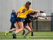 8 March 2019; Niamh Fitzpatrick of Ulster University in action against Maedhbh Nic Giolla Bhríde of DCU during the Gourmet Food Parlour Lagan Cup Final match between Ulster University and Dublin City University at TU Dublin Broombridge Sports Grounds in Dublin. Photo by Harry Murphy/Sportsfile