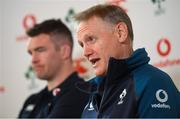 8 March 2019; Head coach Joe Schmidt, right, and Peter O'Mahony during an Ireland Rugby press conference at Carton House in Maynooth, Kildare. Photo by Ramsey Cardy/Sportsfile