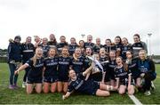 8 March 2019; Ulster University players celebrate with the trophy following the Gourmet Food Parlour Lagan Cup Final match between Ulster University and Dublin City University at TU Dublin Broombridge Sports Grounds in Dublin. Photo by Harry Murphy/Sportsfile