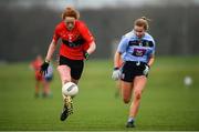 8 March 2019; Niamh Cotter of UCC in action against Andrea Murphy of UCD during the Gourmet Food Parlour O’Connor Cup Semi-Final match between University College Dublin and University College Cork at the GAA Centre of Excellence in Abbotstown, Dublin. Photo by David Fitzgerald/Sportsfile