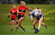 8 March 2019; Áine McDonagh of UCD in action against Ciara McCarthy of UCC during the Gourmet Food Parlour O’Connor Cup Semi-Final match between University College Dublin and University College Cork at the GAA Centre of Excellence in Abbotstown, Dublin. Photo by David Fitzgerald/Sportsfile