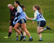 8 March 2019; Chloe Foxe of UCD, right, celebrates after scoring her side's first goal with team-mates during the Gourmet Food Parlour O’Connor Cup Semi-Final match between University College Dublin and University College Cork at the GAA Centre of Excellence in Abbotstown, Dublin. Photo by David Fitzgerald/Sportsfile