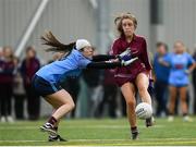 8 March 2019; Claire Kirwin of Marino in action against Shauna Hynes of NUIG during the Gourmet Food Parlour Donaghy Cup Final match between Galway Mayo Institute of Technology and Marino at TU Dublin Broombridge Sports Grounds in Dublin. Photo by Harry Murphy/Sportsfile