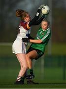8 March 2019; Louise Ward of UL in action against Laoise Duffy of QUB during the Gourmet Food Parlour O’Connor Cup Semi-Final match between University of Limerick and Queens University Belfast at the GAA Centre of Excellence in Abbotstown, Dublin. Photo by David Fitzgerald/Sportsfile