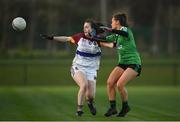 8 March 2019; Hannah O'Donoghue of UL in action against Aoife McConnell of QUB during the Gourmet Food Parlour O’Connor Cup Semi-Final match between University of Limerick and Queens University Belfast at the GAA Centre of Excellence in Abbotstown, Dublin. Photo by David Fitzgerald/Sportsfile