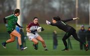 8 March 2019; Eimear Scally of UL gets past QUB goalkeeper Julie Curran on her way to scoring her side's fourth goal during the Gourmet Food Parlour O’Connor Cup Semi-Final match between University of Limerick and Queens University Belfast at the GAA Centre of Excellence in Abbotstown, Dublin. Photo by David Fitzgerald/Sportsfile