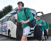 8 March 2019; Ireland captain Charlie Ryan arrives with his team-mates before the U20 Six Nations Rugby Championship match between Ireland and France at Irish Independent Park in Cork. Photo by Matt Browne/Sportsfile