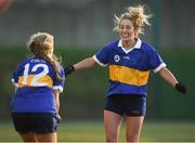 8 March 2019; Ailish Noonan of DKIT, right, celebrates at the full-time whistle with team-mate Stacey Grimes following the Gourmet Food Parlour Moynihan Cup Final match between Dundalk Institute of Technology and Letterkenny Institute of Technology at TU Dublin Broombridge Sports Grounds in Dublin. Photo by Harry Murphy/Sportsfile