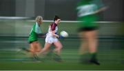8 March 2019; Niamh Cotter of UL in action against Eimear McAnespie of QUB during the Gourmet Food Parlour O’Connor Cup Semi-Final match between University of Limerick and Queens University Belfast at the GAA Centre of Excellence in Abbotstown, Dublin. Photo by David Fitzgerald/Sportsfile