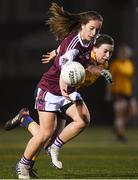 8 March 2019; Rachel Fitzmaurice of NUIG in action against Laura McGinley of DCU during the Gourmet Food Parlour O'Connor Shield Final match between NUI Galway and Dublin City University at TU Dublin Broombridge Sports Grounds in Dublin. Photo by Harry Murphy/Sportsfile