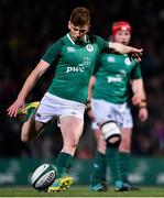 8 March 2019; Ben Healy of Ireland kicks a penalty during the U20 Six Nations Rugby Championship match between Ireland and France at Irish Independent Park in Cork. Photo by Matt Browne/Sportsfile