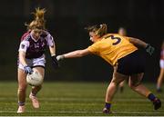 8 March 2019; Saoirse Ludden of NUIG in action against Laura McGinley of DCU during the Gourmet Food Parlour O'Connor Shield Final match between NUI Galway and Dublin City University at TU Dublin Broombridge Sports Grounds in Dublin. Photo by Harry Murphy/Sportsfile