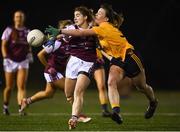 8 March 2019; Saoirse Ludden of NUIG in action against Laura McGinley of DCU during the Gourmet Food Parlour O'Connor Shield Final match between NUI Galway and Dublin City University at TU Dublin Broombridge Sports Grounds in Dublin. Photo by Harry Murphy/Sportsfile