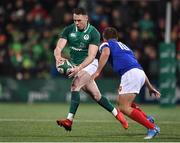 8 March 2019; Sean French of Ireland in action against Louis Carbonel of France during the U20 Six Nations Rugby Championship match between Ireland and France at Irish Independent Park in Cork. Photo by Matt Browne/Sportsfile
