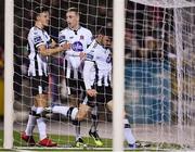 8 March 2019; Patrick Hoban of Dundalk, right, is congratulated by team-mates Jamie McGrath, left, and Daniel Kelly, after scoring his side first goal during the SSE Airtricity League Premier Division match between Dundalk and Waterford at Oriel Park in Dundalk, Co Louth. Photo by Seb Daly/Sportsfile