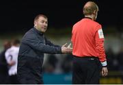 8 March 2019; Waterford manager Alan Reynolds argues with the decision of assistant referee Wayne McDonnell after their side conceded the games first goal during the SSE Airtricity League Premier Division match between Dundalk and Waterford at Oriel Park in Dundalk, Louth. Photo by Ben McShane/Sportsfile