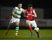 8 March 2019; Kevin Toner of St Patrick's Athletic in action against Aaron Greene of Shamrock Rovers during the SSE Airtricity League Premier Division match between St Patrick's Athletic and Shamrock Rovers at Richmond Park in Dublin. Photo by Stephen McCarthy/Sportsfile