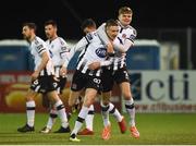 8 March 2019; Daniel Kelly of Dundalk celebrates after scoring his side's third goal with team-mate Sean Gannon during the SSE Airtricity League Premier Division match between Dundalk and Waterford at Oriel Park in Dundalk, Louth. Photo by Ben McShane/Sportsfile