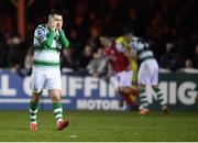 8 March 2019; Jack Byrne of Shamrock Rovers reacts during the SSE Airtricity League Premier Division match between St Patrick's Athletic and Shamrock Rovers at Richmond Park in Dublin. Photo by Stephen McCarthy/Sportsfile