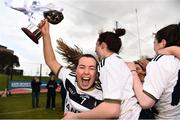 9 March 2019; Blaithnaid McLaughlin of UUJ lifting the cup among team-mates following the Gourmet Food Parlour Giles Cup Final between University Ulster Jordanstown and Waterford Institute of Technology at DIT Grangegorman, in Grangegorman, Dublin. Photo by Eóin Noonan/Sportsfile