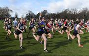 9 March 2019; Competitors in the Minor Girls event during the Irish Life Health All Ireland Schools Cross Country at Clongowes Wood College in Clane, Co Kildare. Photo by Piaras Ó Mídheach/Sportsfile