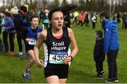 9 March 2019; Rebecca Kelleher of Scoil Mhuire, Co Cork, during the Minors Girls event in the Irish Life Health All Ireland Schools Cross Country at Clongowes Wood College in Clane, Co Kildare. Photo by Piaras Ó Mídheach/Sportsfile