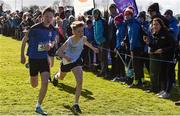9 March 2019; Shane Buckley of Cashel CS, Co Tipperary, left, on his way to finishing first, and Sean Lawton of Colaiste Pobail Bantry, Co Cork, on his way to finishing second, in the Minor Boys event during the Irish Life Health All Ireland Schools Cross Country at ClonGowers Wood College in Clane, Co Kildare. Photo by Piaras Ó Mídheach/Sportsfile