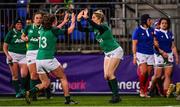 9 March 2019; Alison Miller of Ireland celebrates her side's first try with Enya Breen, left, during the Women's Six Nations Rugby Championship match between Ireland and France at Energia Park in Donnybrook, Dublin. Photo by Ramsey Cardy/Sportsfile