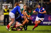 9 March 2019; Sene Naoupu of Ireland is tackled by Romane Menager of France during the Women's Six Nations Rugby Championship match between Ireland and France at Energia Park in Donnybrook, Dublin. Photo by Ramsey Cardy/Sportsfile