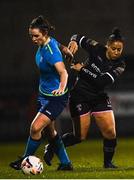 9 March 2019; Roisin McGovern of DLR Waves in action against Rianna Jarrett of Wexford Youths during the Women's FAI National League match between Wexford Youths and DLR Waves at Ferrycarrig Park in Wexford. Photo by Harry Murphy/Sportsfile