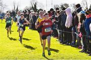 9 March 2019; Finn Harris of Coláiste Raithin, Co Wicklow, in the Minor Boys event during the Irish Life Health All Ireland Schools Cross Country at Clongowes Wood College in Clane, Co Kildare. Photo by Piaras Ó Mídheach/Sportsfile