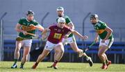 10 March 2019; Killian Doyle of Westmeath in action against, from left, Bryan Murphy, Paud Costello and Jason Diggins of Kerry during the Allianz Hurling League Division 2A Final match between Westmeath and Kerry at Cusack Park in Ennis, Clare. Photo by Sam Barnes/Sportsfile