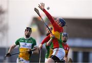 10 March 2019; Séamus Murphy of Carlow in action against Paddy Rigney of Offaly during the Allianz Hurling League Division 1B Relegation Play-off match between Offaly and Carlow at Bord na Móna O'Connor Park in Tullamore, Offaly. Photo by Eóin Noonan/Sportsfile
