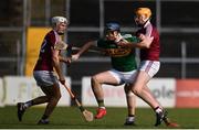 10 March 2019; Jason Diggins of Kerry in action against Joey Boyle, left, and Niall Mitchell of Westmeath during the Allianz Hurling League Division 2A Final match between Westmeath and Kerry at Cusack Park in Ennis, Clare. Photo by Sam Barnes/Sportsfile