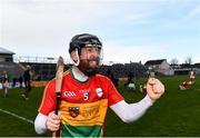 10 March 2019; Richard Coady of Carlow celebrates following the Allianz Hurling League Division 1B Relegation Play-off match between Offaly and Carlow at Bord na Móna O'Connor Park in Tullamore, Offaly. Photo by Eóin Noonan/Sportsfile
