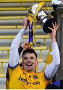 10 March 2019; Eamon Flanagan of Roscommon lifts the cup following the Allianz Hurling League Division 3A Final match between Roscommon and Armagh at Páirc Tailteann in Navan, Meath. Photo by Tom Beary/Sportsfile