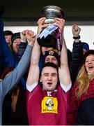 10 March 2019; Cormac Boyle of Westmeath lifts the cup following the Allianz Hurling League Division 2A Final match between Westmeath and Kerry at Cusack Park in Ennis, Clare. Photo by Sam Barnes/Sportsfile