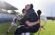 10 March 2019; Westmeath manager Joe Quaid, right, and Joey Boyle of Westmeath celebrate following the Allianz Hurling League Division 2A Final match between Westmeath and Kerry at Cusack Park in Ennis, Clare. Photo by Sam Barnes/Sportsfile