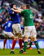 10 March 2019; Arthur Iturria of France tussles with Peter O’Mahony of Ireland during the Guinness Six Nations Rugby Championship match between Ireland and France at the Aviva Stadium in Dublin. Photo by Ramsey Cardy/Sportsfile