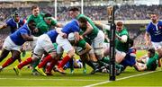 10 March 2019; Rory Best of Ireland scores his side's first try despite the efforts of Antoine Dupont of France during the Guinness Six Nations Rugby Championship match between Ireland and France at the Aviva Stadium in Dublin. Photo by John Dickson/Sportsfile