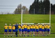 10 March 2019; The Roscommon team stand for the national anthem prior to the Allianz Hurling League Division 3A Final match between Roscommon and Armagh at Páirc Tailteann in Navan, Meath. Photo by Tom Beary/Sportsfile