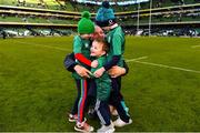 10 March 2019; Ireland captain Rory Best with his children Penny, Richie and Ben after the Guinness Six Nations Rugby Championship match between Ireland and France at the Aviva Stadium in Dublin. Photo by Brendan Moran/Sportsfile