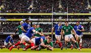 10 March 2019; Garry Ringrose of Ireland dives over to score a try which was subsequently disallowed during the Guinness Six Nations Rugby Championship match between Ireland and France at the Aviva Stadium in Dublin. Photo by Ramsey Cardy/Sportsfile