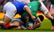 10 March 2019; Peter O’Mahony of Ireland steals the ball from Thomas Ramos of France during the Guinness Six Nations Rugby Championship match between Ireland and France at the Aviva Stadium in Dublin. Photo by Brendan Moran/Sportsfile