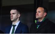 10 March 2019; An Taoiseach Leo Varadkar, T.D., right, with his partner Dr. Matt Barrett, prior to the Guinness Six Nations Rugby Championship match between Ireland and France at the Aviva Stadium in Dublin. Photo by Brendan Moran/Sportsfile
