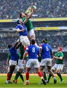 10 March 2019; Iain Henderson of Ireland wins possession in a lineout from Wenceslas Lauret of France during the Guinness Six Nations Rugby Championship match between Ireland and France at the Aviva Stadium in Dublin. Photo by Brendan Moran/Sportsfile