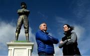 11 March 2019; Paddy Power, owner of Paddy Power, left, and  jockey Rachael Blackmore in attendance as Irish bookmaker Paddy Power unveil their 25-foot-tall ‘Fearless Jockey’ statue, celebrating the bravery of female jockeys riding at the Cheltenham Festival, and based on Tipperary-born leading rider Rachael Blackmore who hopes to join the honour roll of winning jockeys this week at Cheltenham in England. Photo by David Fitzgerald/Sportsfile