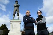 11 March 2019; Jockeys Rachael Blackmore, right, and Ruby Walsh in attendance as Irish bookmaker Paddy Power unveil their 25-foot-tall ‘Fearless Jockey’ statue, celebrating the bravery of female jockeys riding at the Cheltenham Festival, and based on Tipperary-born leading rider Rachael Blackmore who hopes to join the honour roll of winning jockeys this week at Cheltenham in England. Photo by David Fitzgerald/Sportsfile
